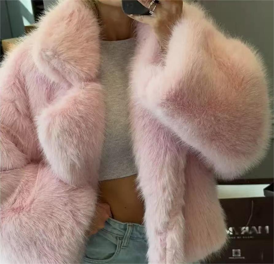 Pink faux fur jacket