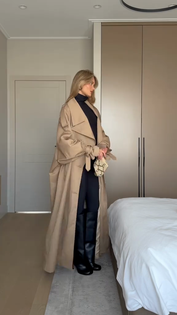 Beige oversized trench coat