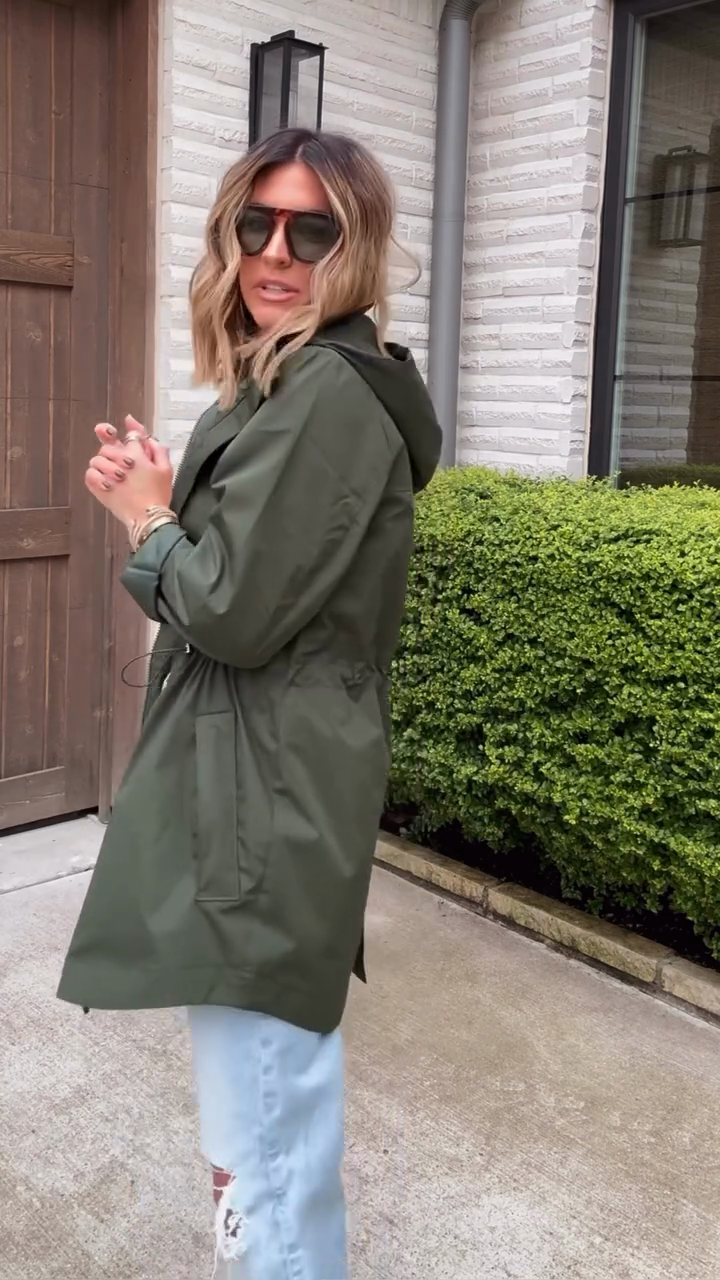 Olive green waterproof windbreaker