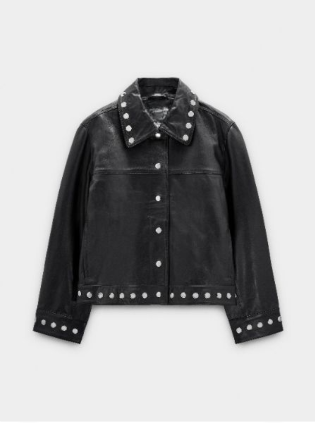 Stud Leather Trucker Jacket