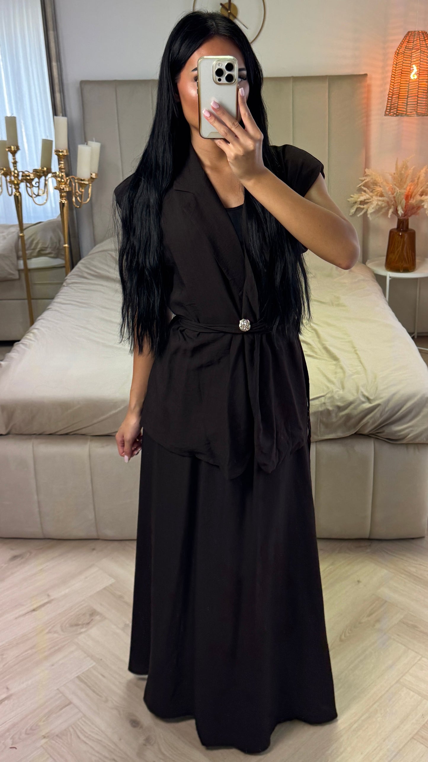 Two-Piece Set with Belt – Viscose Blend