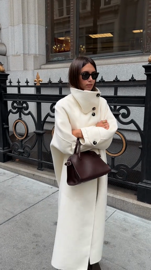 White oversized wool coat