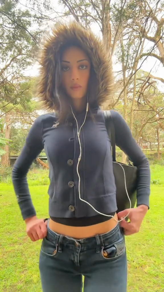 Furry Hood Navy Blue Jacket