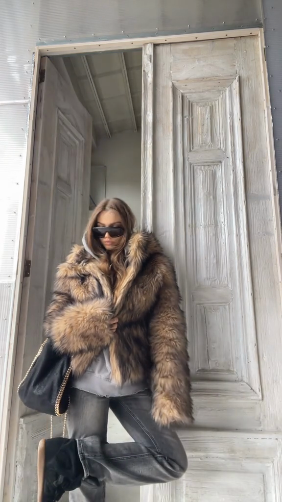 Tan Faux Fur Hooded Jacket