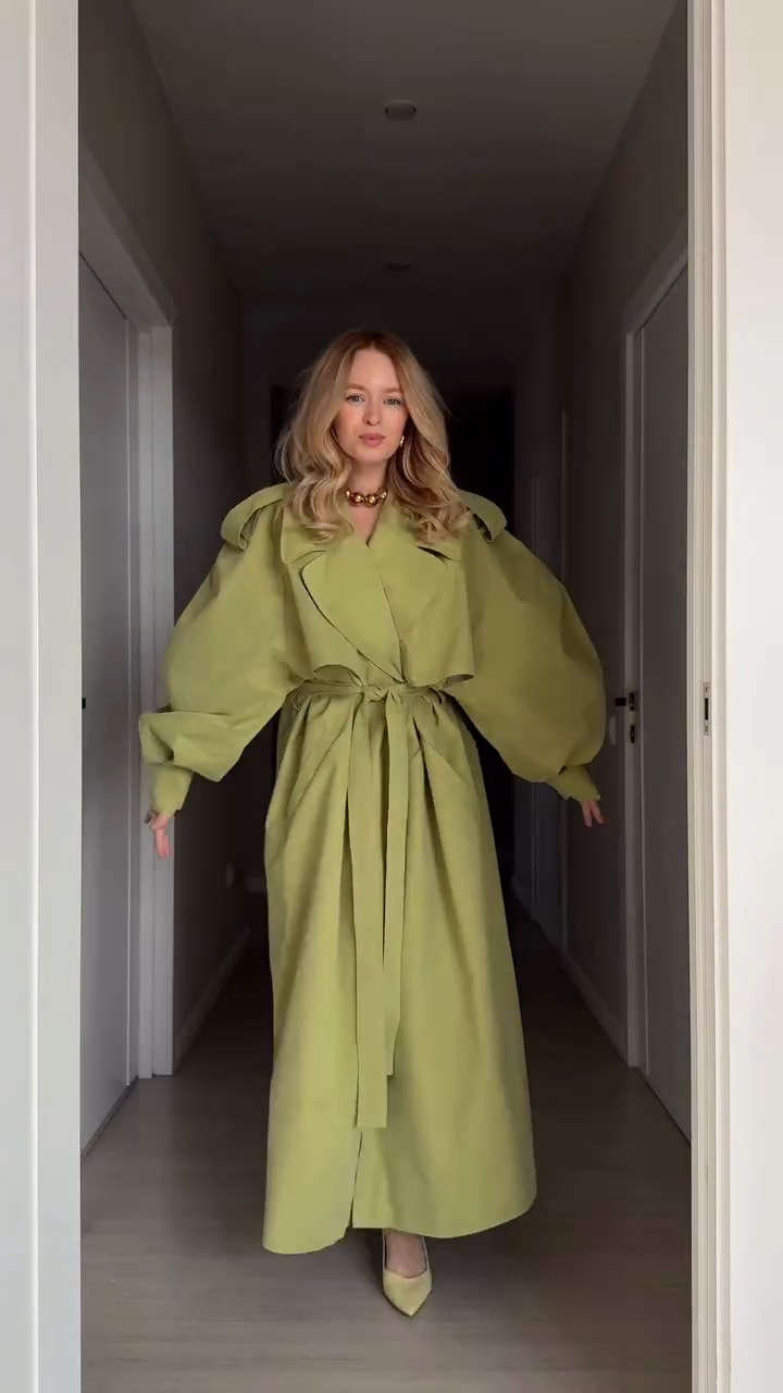 Light green oversized trench coat