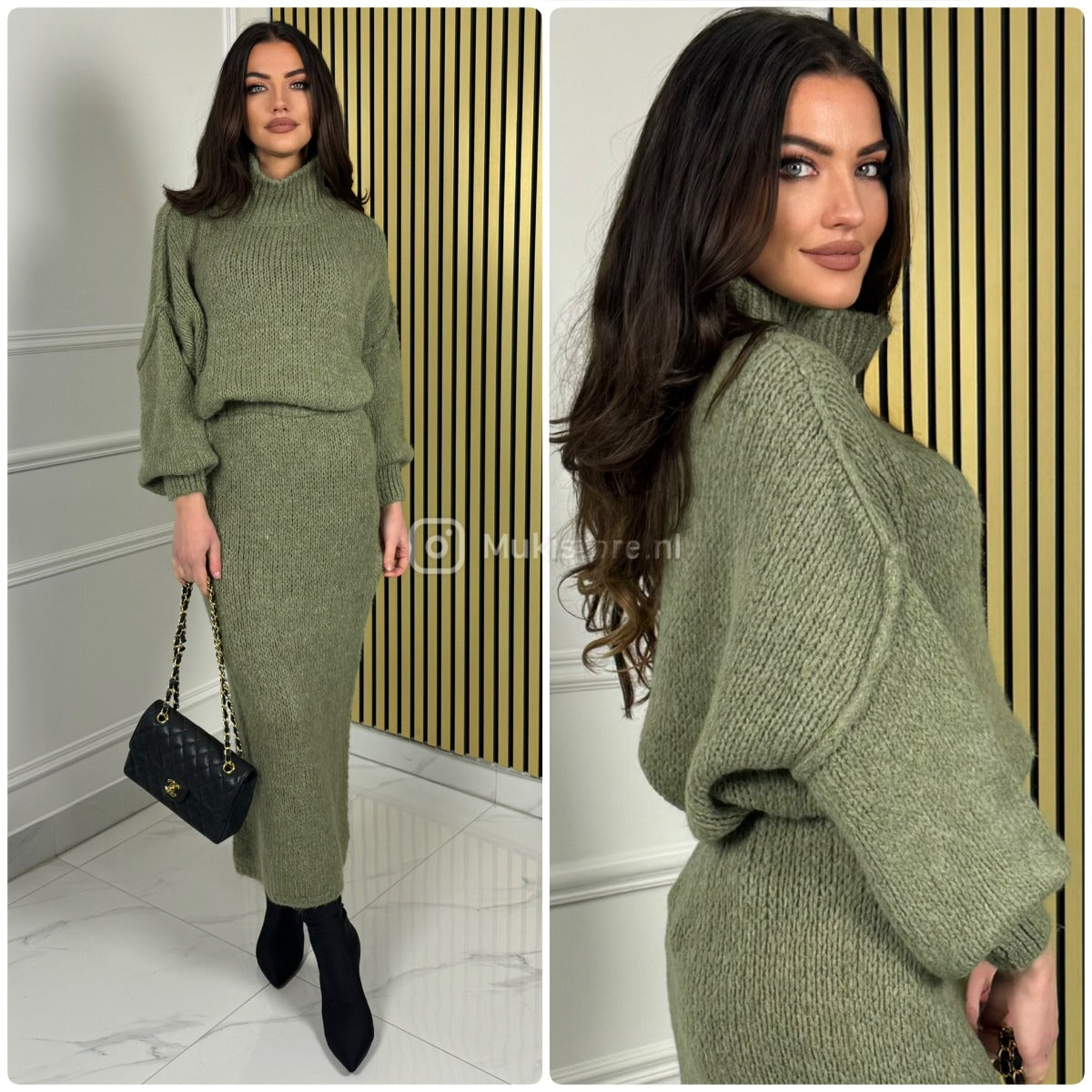 High Neck Lana Skirt Set Seam Detail