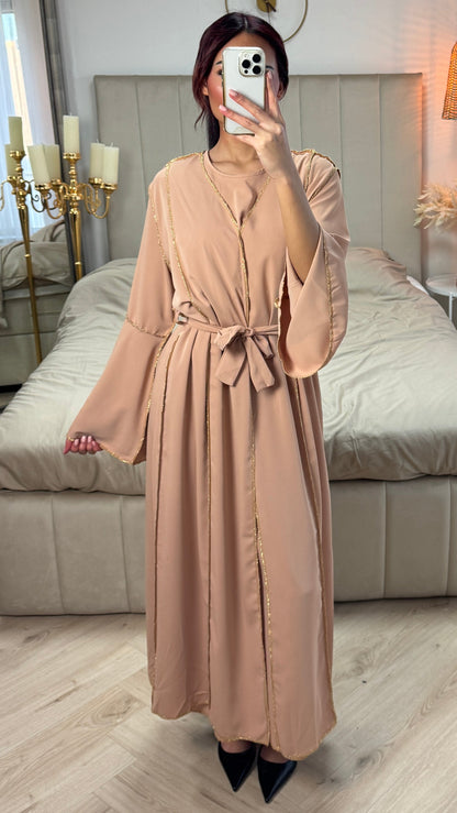 Two-Piece Set Dress Golden Seam Details