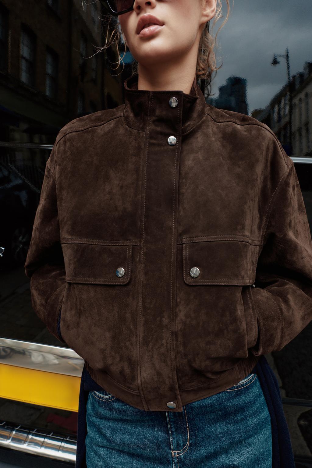 Suede Leather Bomber Jacket