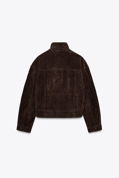 Suede Leather Bomber Jacket