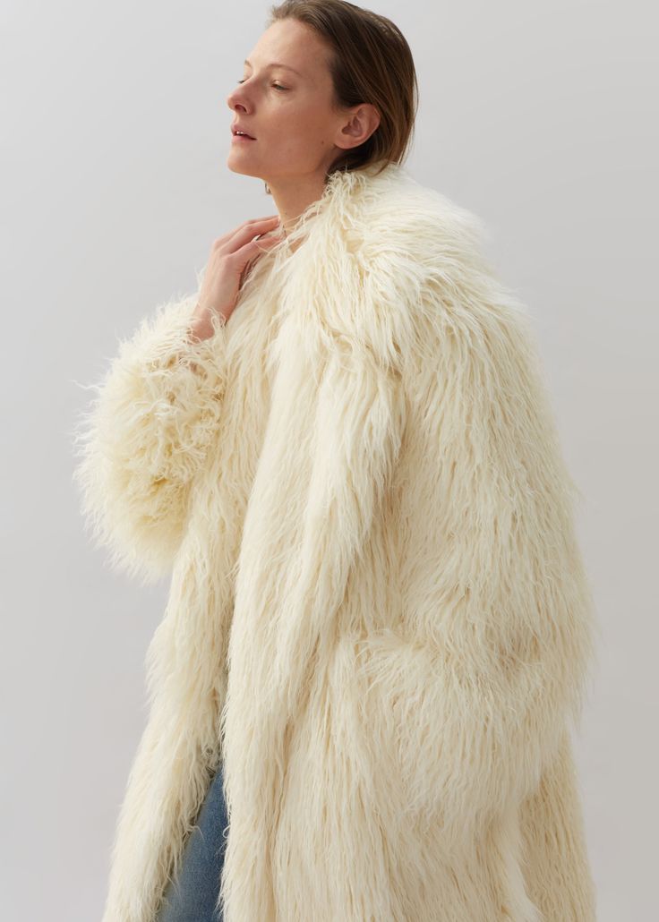 Ivory Faux Fur Maxi Coat