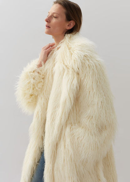 Ivory Faux Fur Maxi Coat