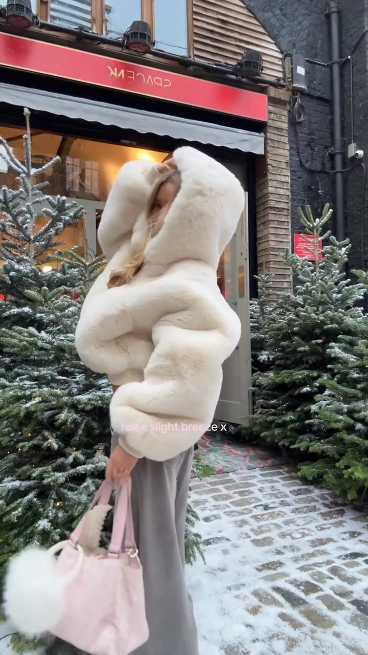 Faux Fur Cropped Hooded Jacket