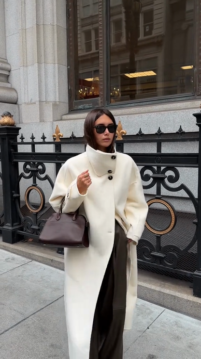 White oversized wool coat
