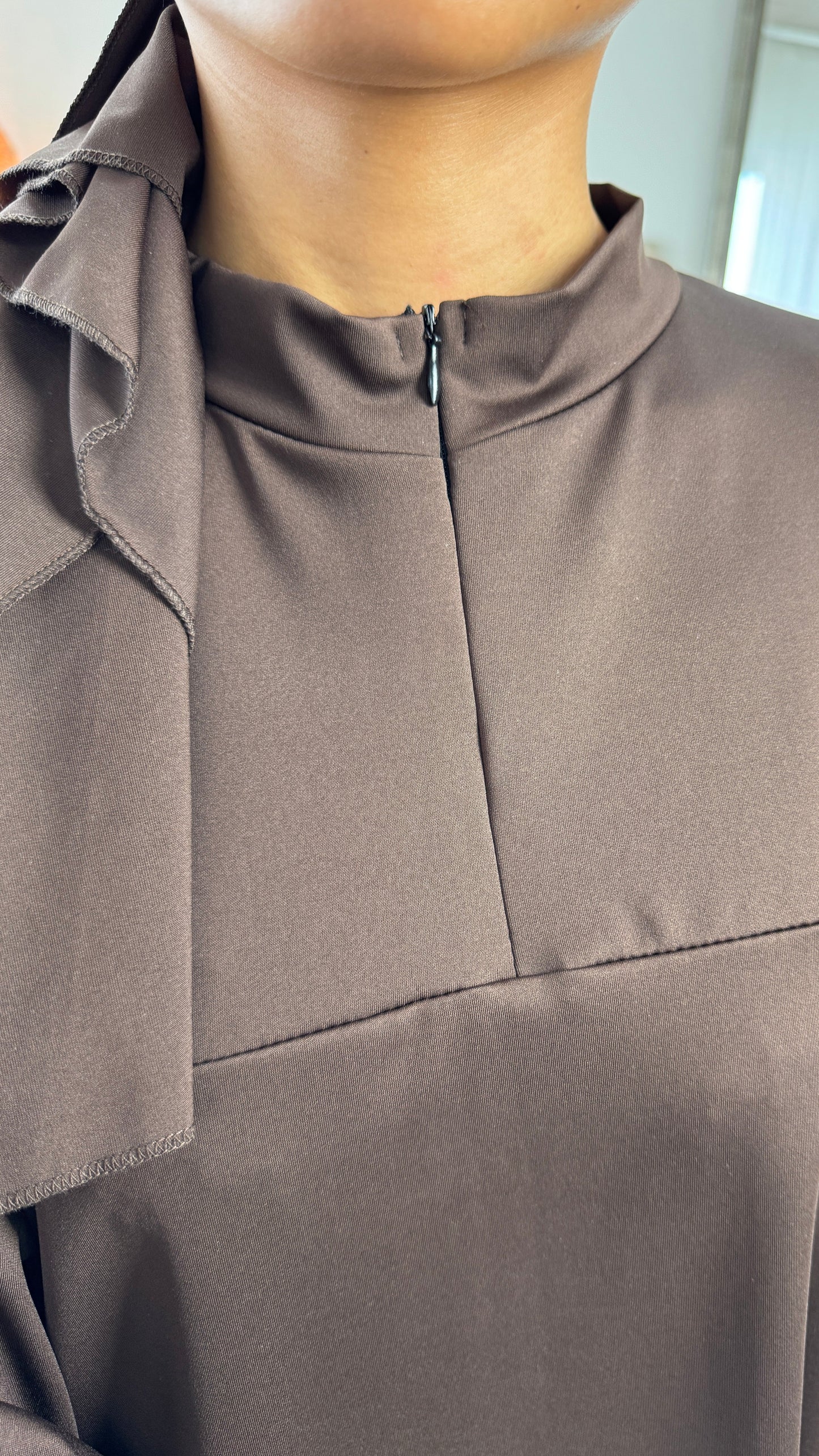 Zipper Essential Burkini Split Sleeve with Detail – Includes Hijab - Tie Belt