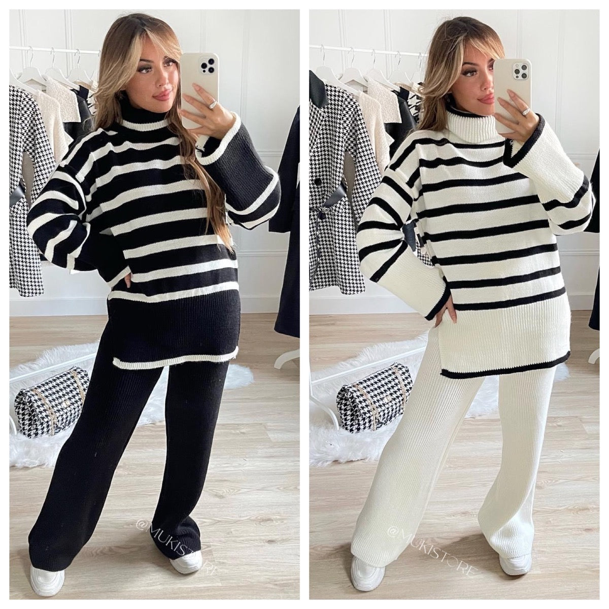 Striped Col Wide Leg Musthave Set