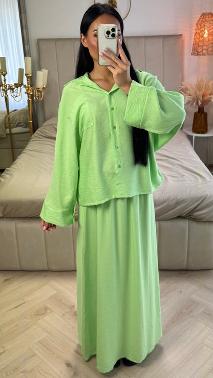 Two-Piece Set with Loose-Fitting Blouse and Maxi Skirt – Viscose Blend