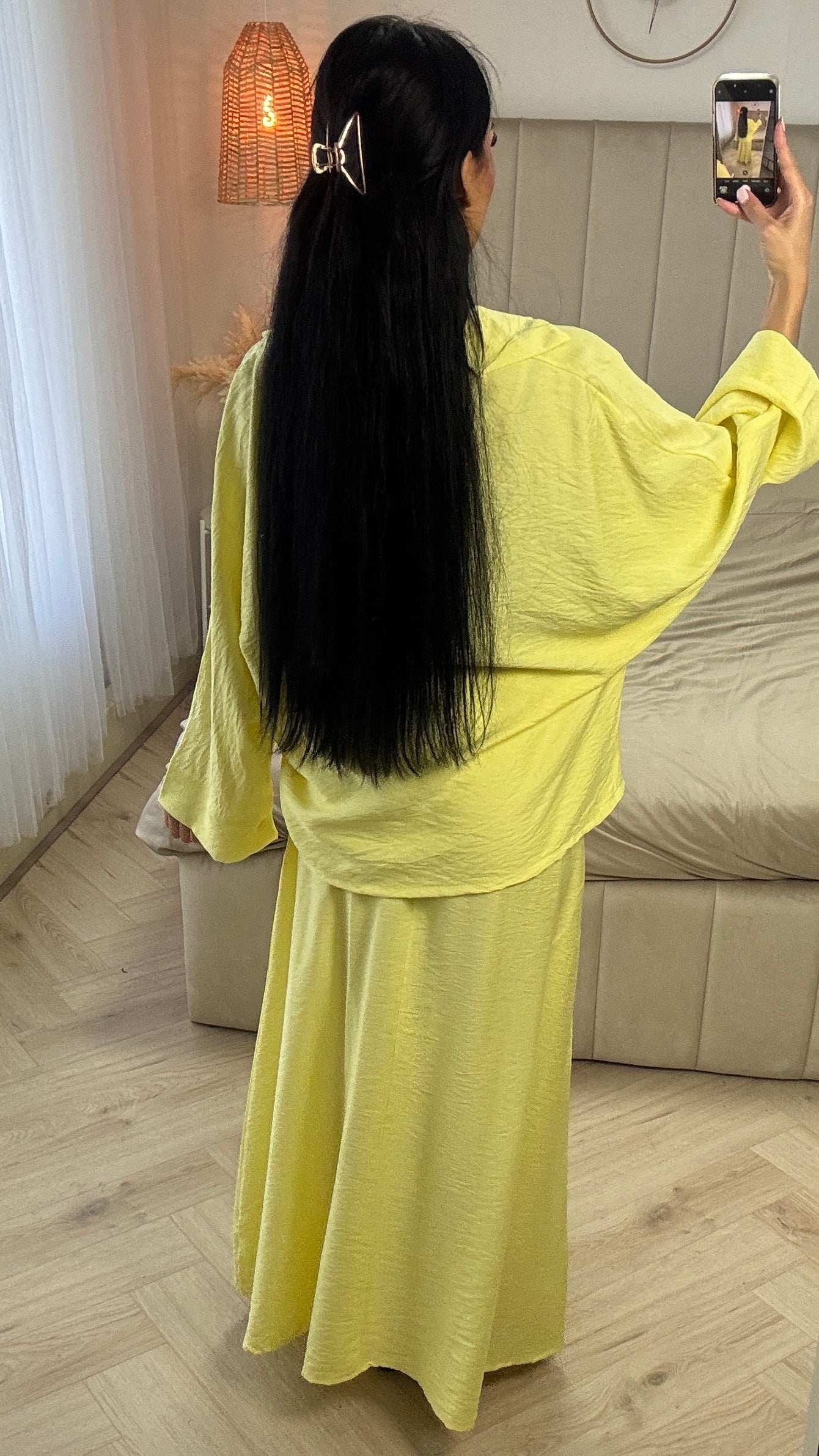 Two-Piece Set with Loose-Fitting Blouse and Maxi Skirt – Viscose Blend