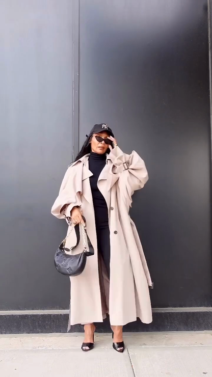 Beige trench coat
