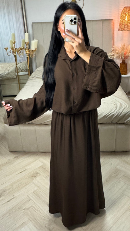 Two-Piece Set with Blouse and Maxi Skirt – Viscose blend