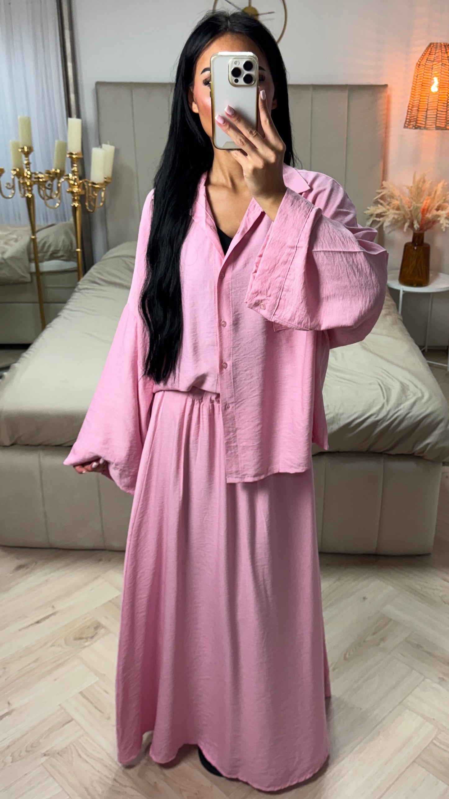 Two-Piece Set with Blouse and Maxi Skirt – Viscose blend