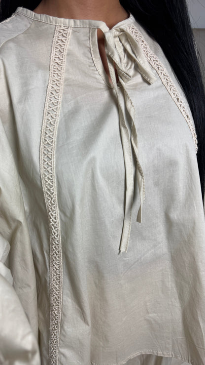 Two-Piece Set with Cotton Blend Top and Maxi Skirt