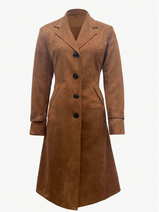 Brown suede long coat