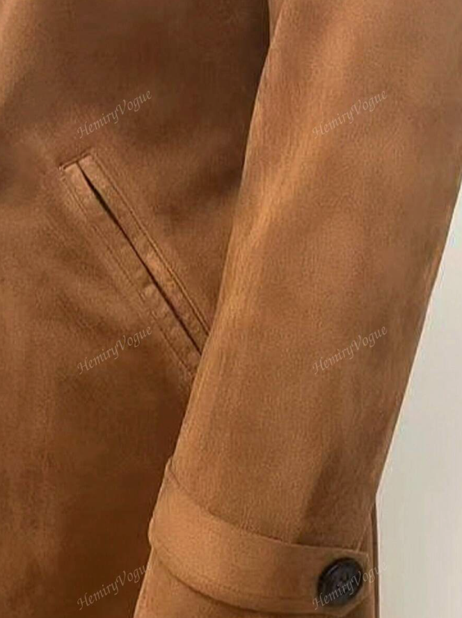 Brown suede long coat