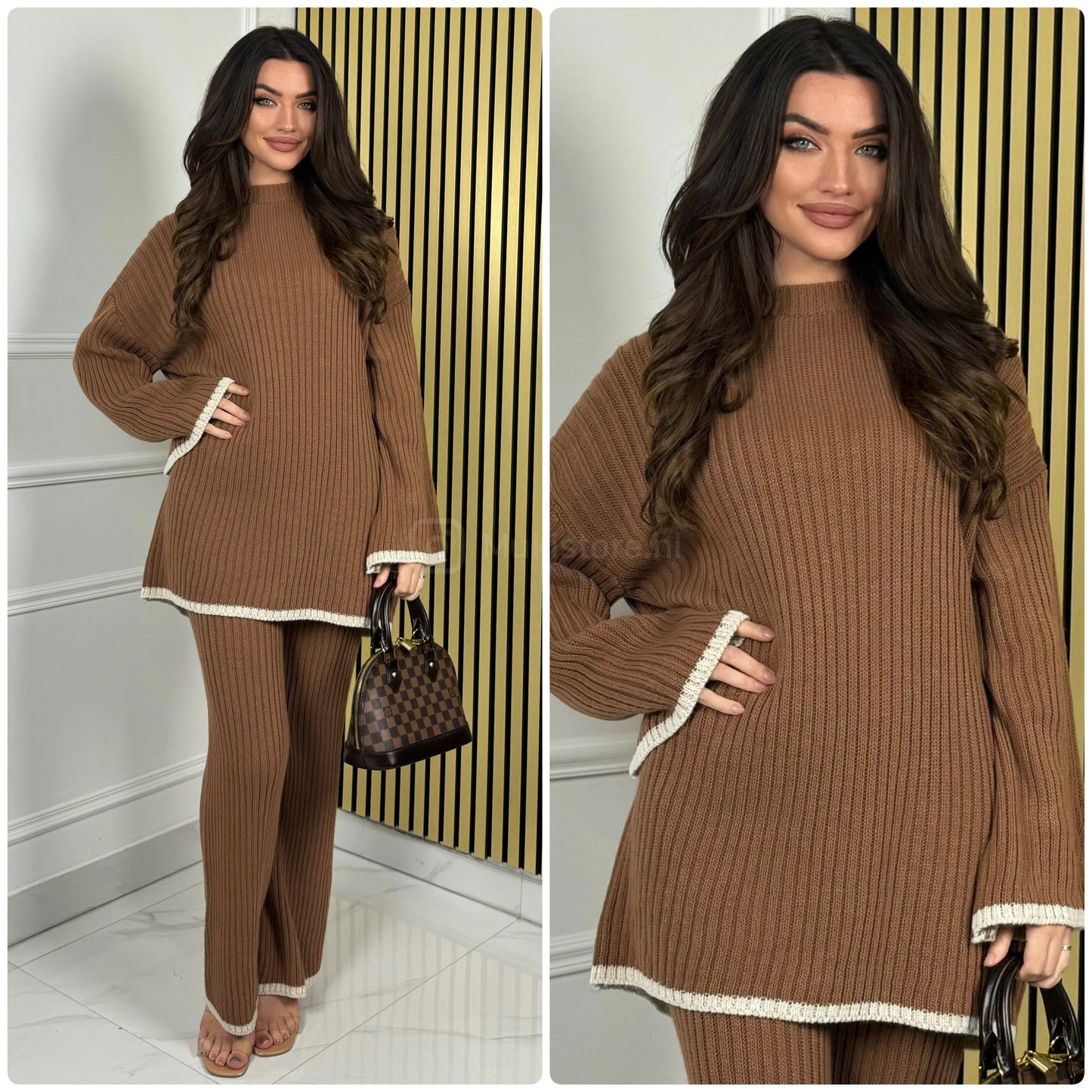 Knitwear Oversized Ribbed Wide Leg Set Line Detail 21191