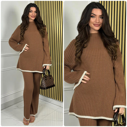 Knitwear Oversized Ribbed Wide Leg Set Line Detail 21191