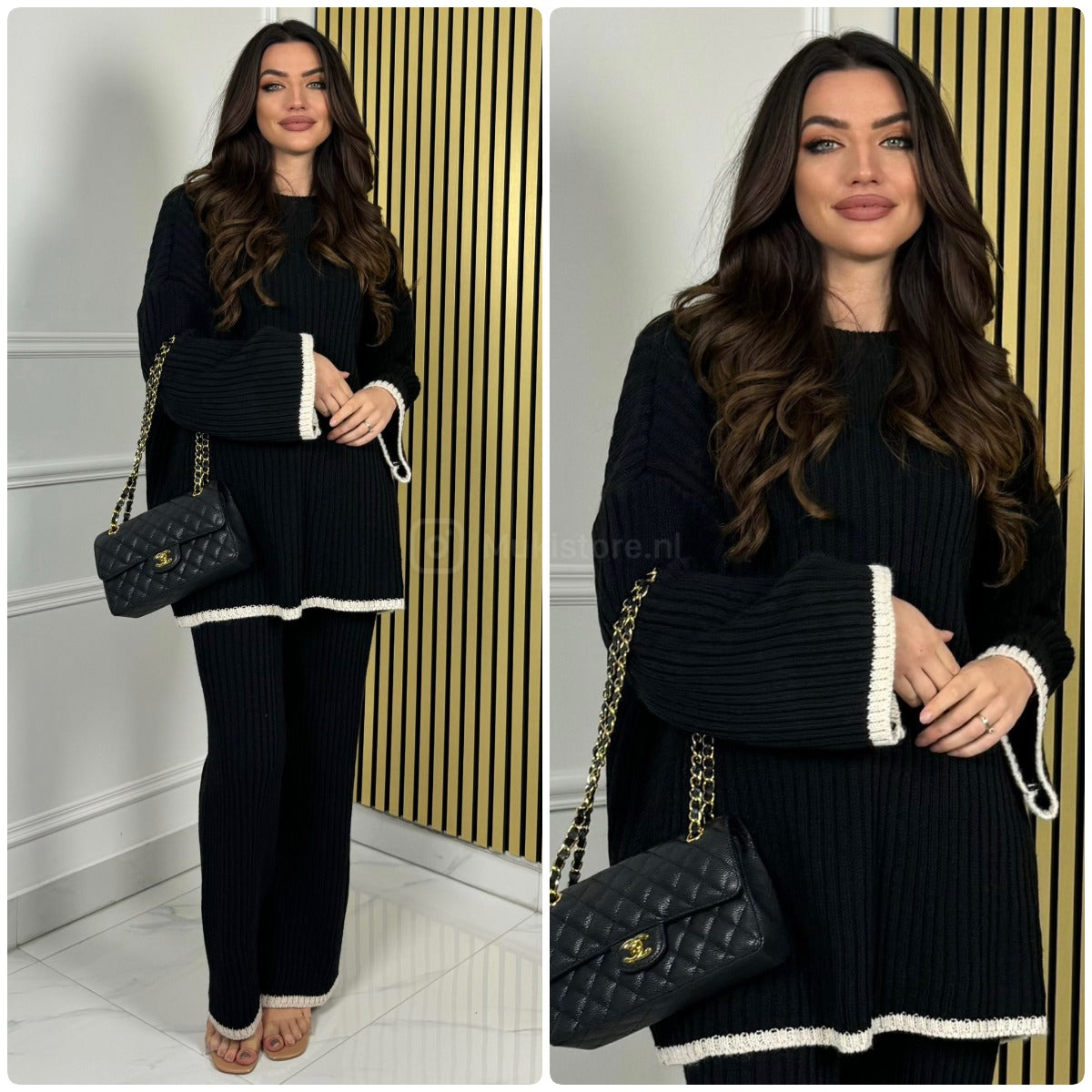 Knitwear Oversized Ribbed Wide Leg Set Line Detail 21191