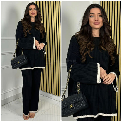Knitwear Oversized Ribbed Wide Leg Set Line Detail 21191