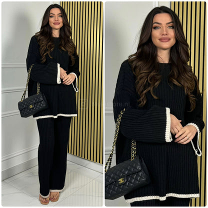 Knitwear Oversized Ribbed Wide Leg Set Line Detail 21191