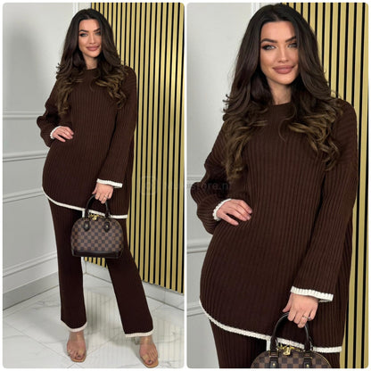 Knitwear Oversized Ribbed Wide Leg Set Line Detail 21191