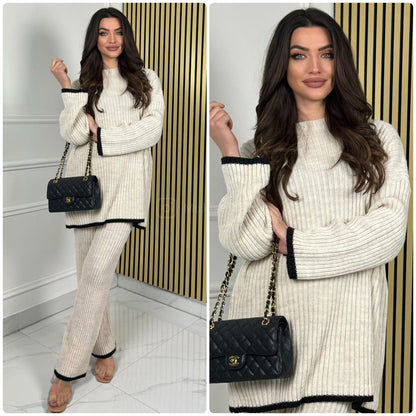 Knitwear Oversized Ribbed Wide Leg Set Line Detail 21191