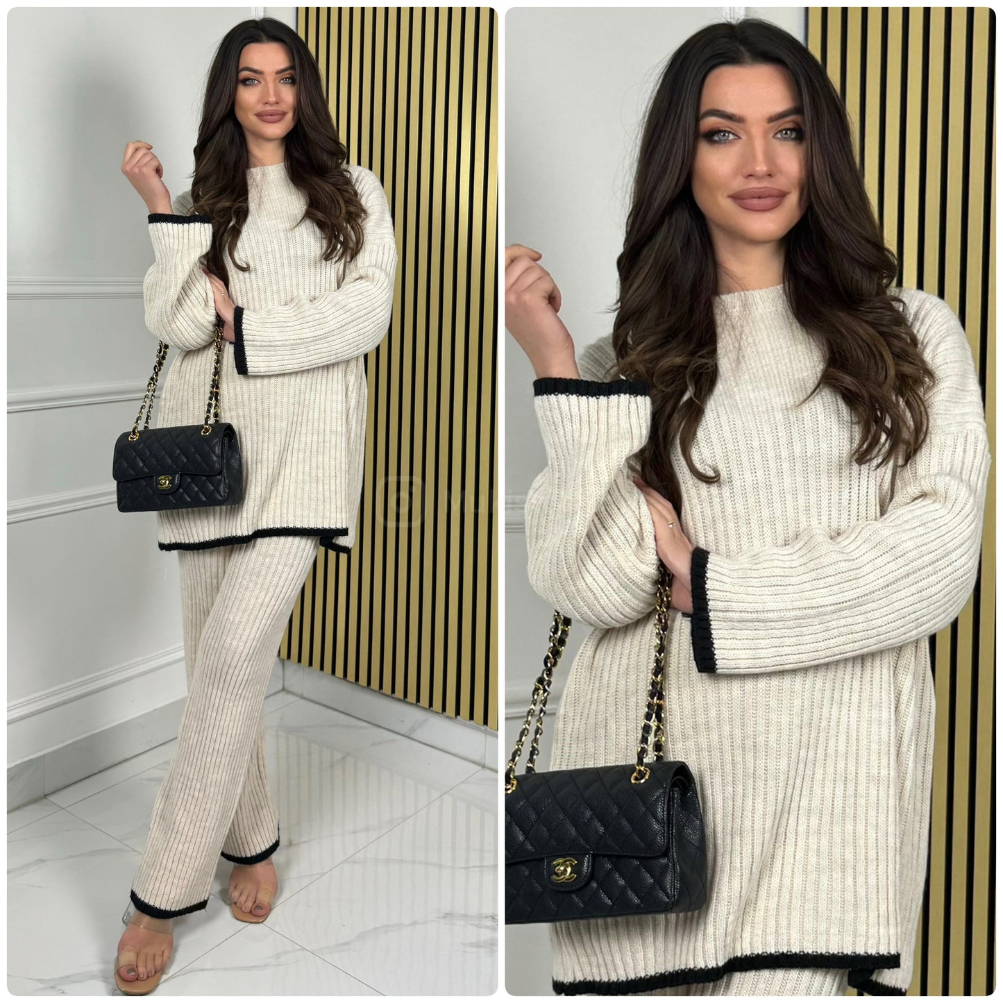 Knitwear Oversized Ribbed Wide Leg Set Line Detail 21191