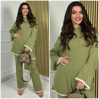 Knitwear Oversized Ribbed Wide Leg Set Line Detail 21191