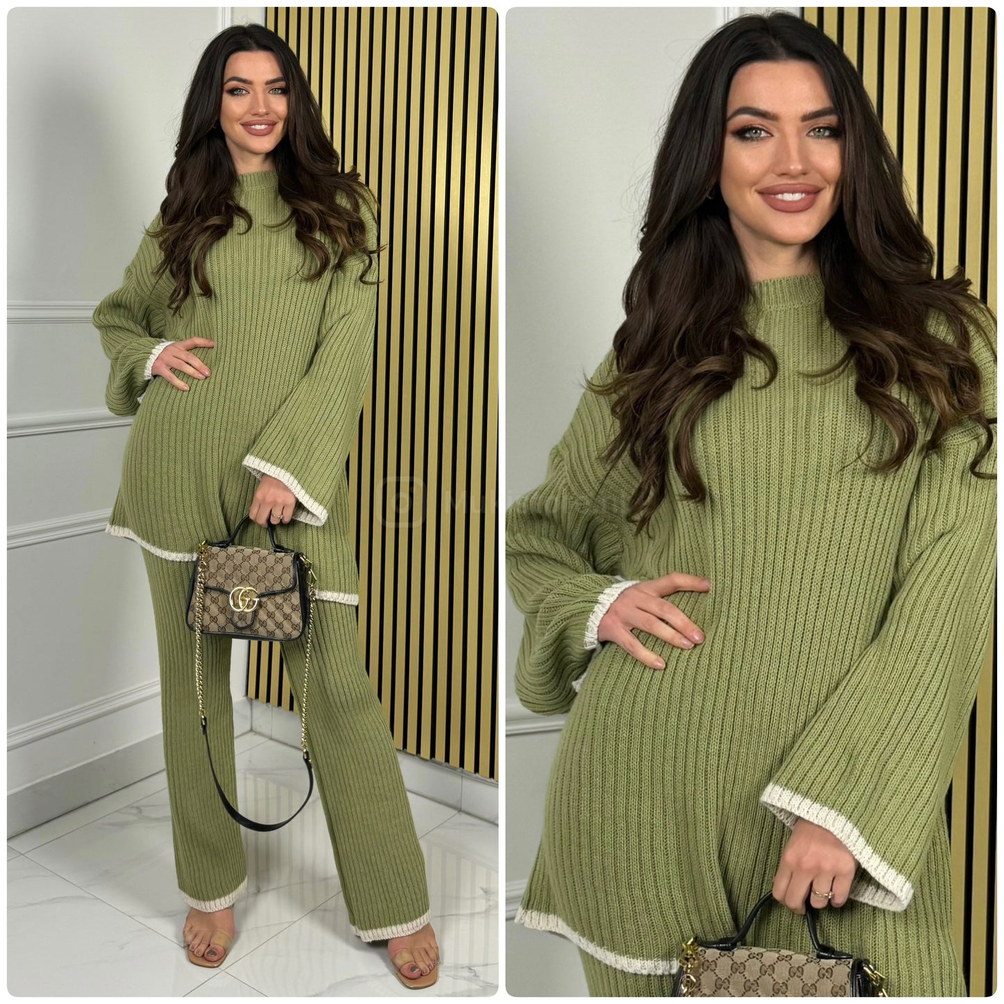Knitwear Oversized Ribbed Wide Leg Set Line Detail 21191