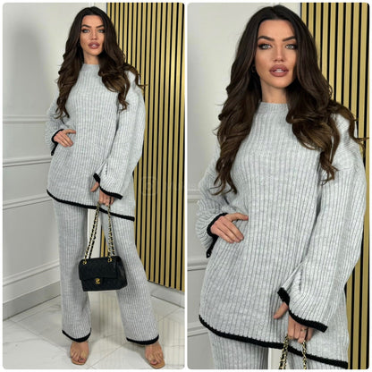 Knitwear Oversized Ribbed Wide Leg Set Line Detail 21191
