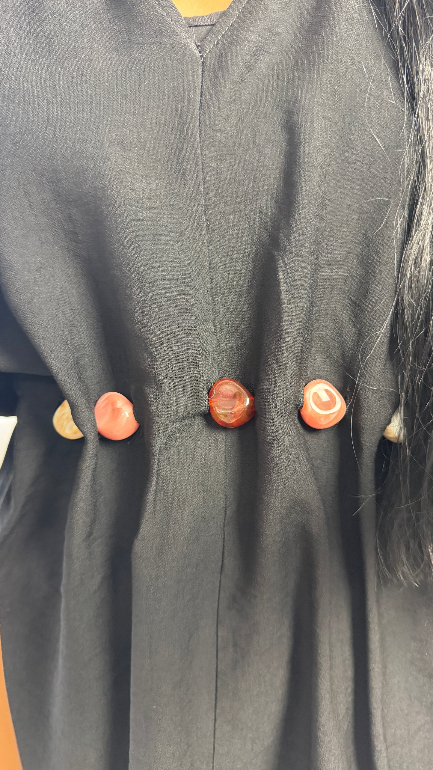 Two-Piece Viscose Blend Set with Marble Buttons and Wide-Leg Trousers