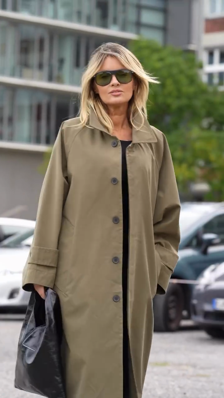 Olive green trench coat