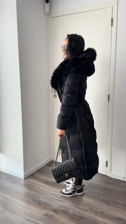 Black belted down jacket