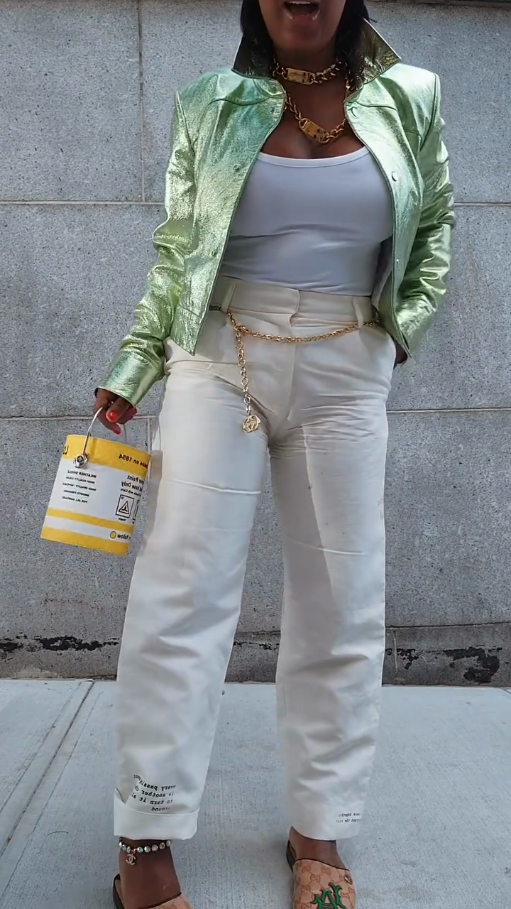 Metallic Green Cropped Jacket