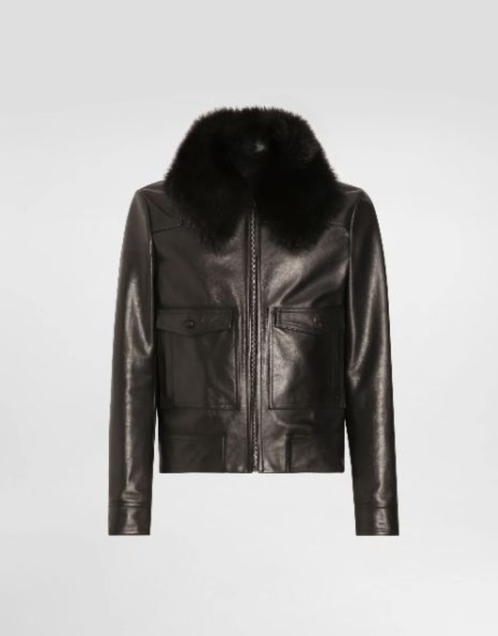 Classic Cool Fur Collar Leather Jacket