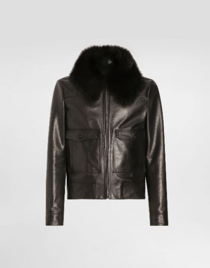 Classic Cool Fur Collar Leather Jacket