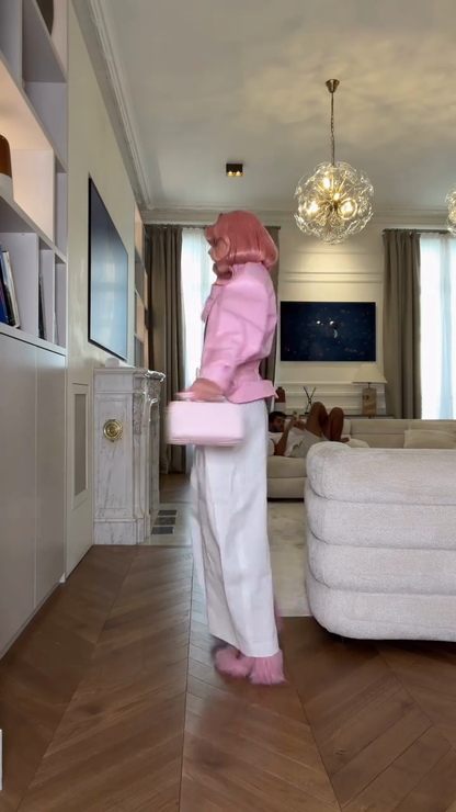 Pink Leather Belted Jacket