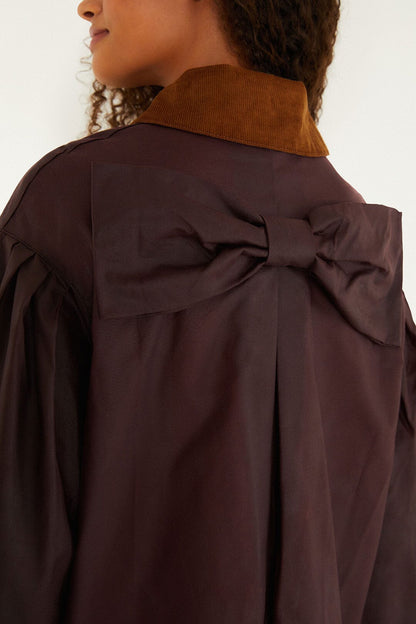 Embroidered Brown Cropped Jacket