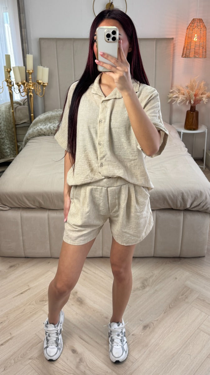 Two-Piece Blouse + Shorts Set