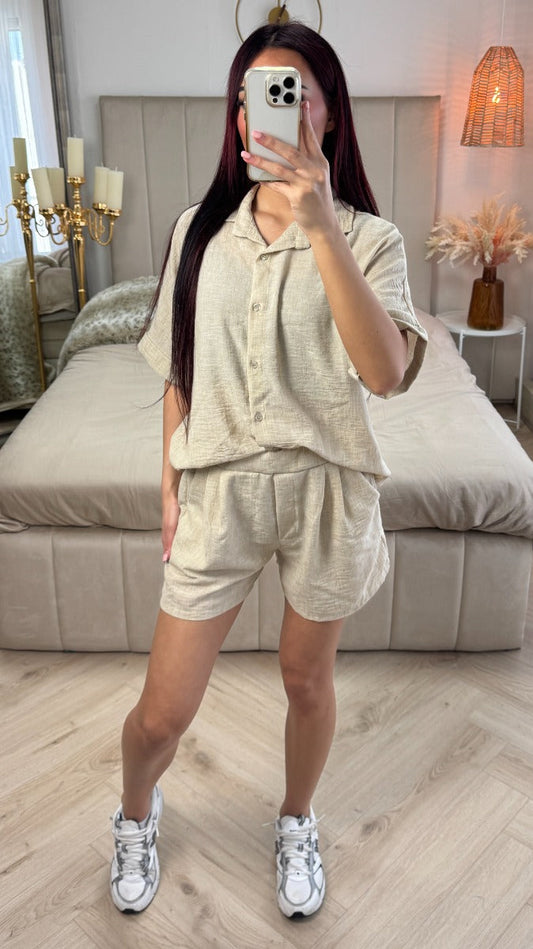Two-Piece Blouse + Shorts Set
