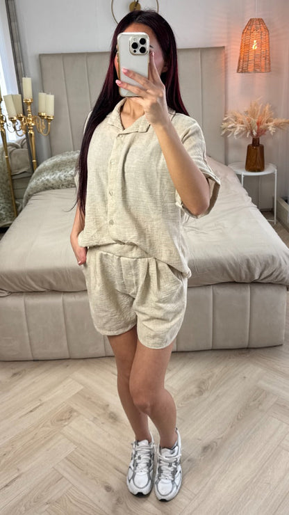 Two-Piece Blouse + Shorts Set