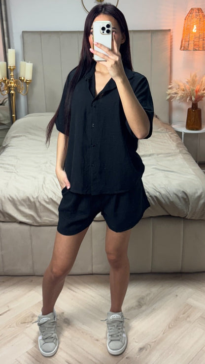 Two-Piece Blouse + Shorts Set